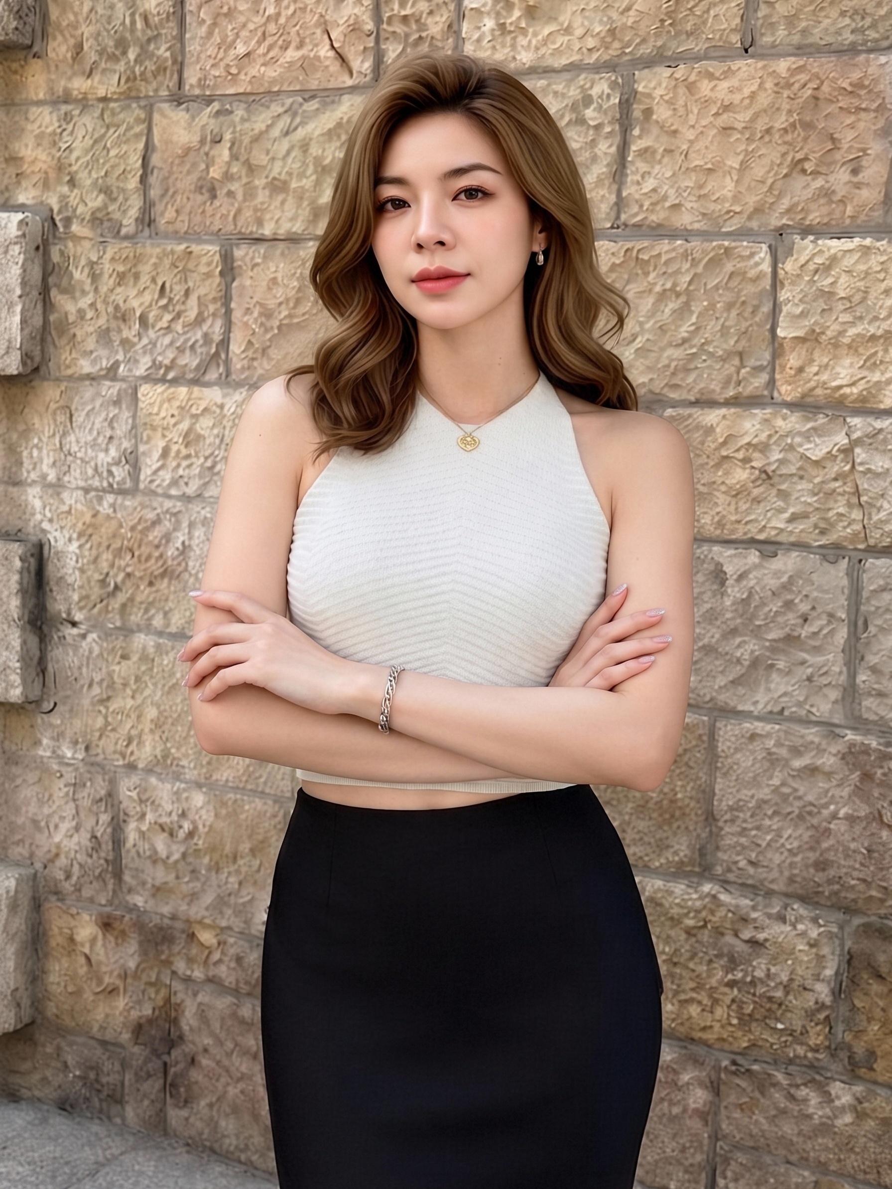 Women White Chevron Textured Knit Halter Crop Top, Sleeveless Backless Slim Fitted Neck Wrap Tank Top, Summer Y2K Waist Cut Out Going Out Camisole view 4