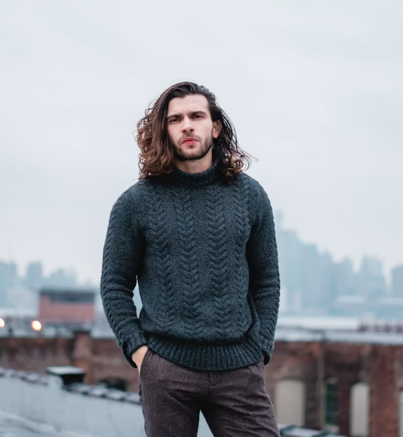 Men's knit sweater collection scene